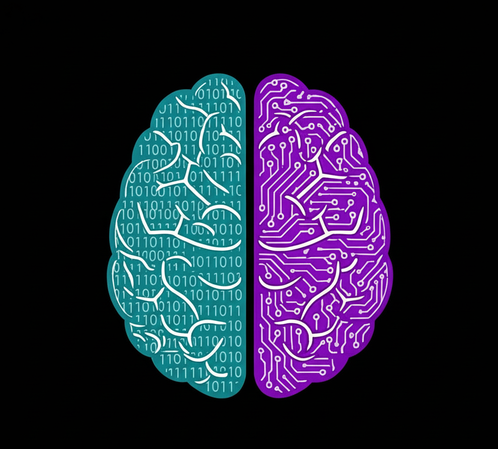 PsyberSec Logo - Brain with Binary and Circuits